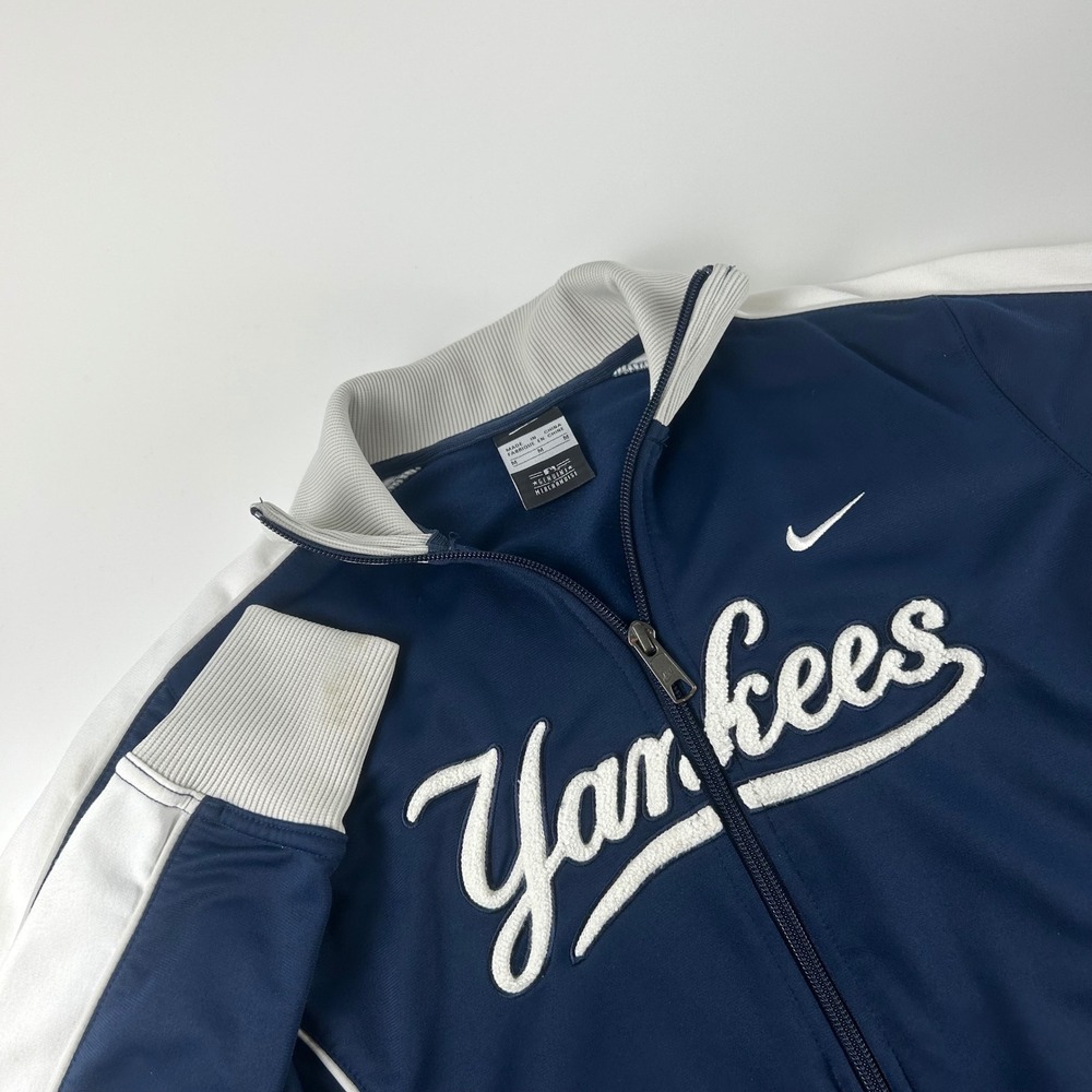 Nike WMNS M MLB New York Yankees Track Jacket Navy Blue White Full Zip